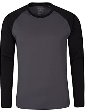 Mountain Warehouse Endurance Mens Top – Long Sleeves, Quick Dry T-Shirt, Highly Breathable Tee, UPF50 Protection Tee Shirt – for, Travelling, Walking, Gym Black 3XL