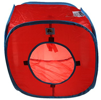 emours Flexible Pop Out Cat Kitty Play Cube Expandable Play Tunnel Cat Toys,Red
