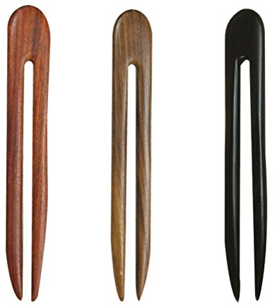 Lurrose 3pcs Forcella per capelli in legno a forma di U forcelle per capelli in ebano
