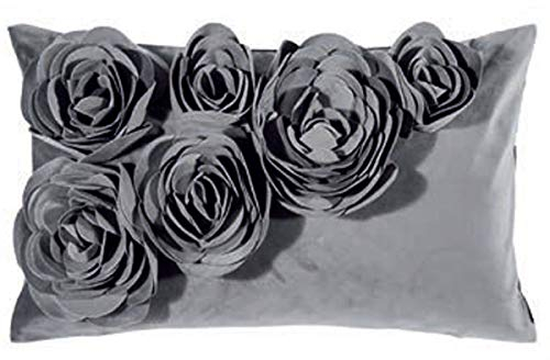 PAD - Kissenhülle - Kissen - Kissenbezug - FLORAL - Grau - Polyester - 30 x 50 cm