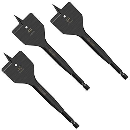 3 x SabreCut SCRIW40_3 40mm x 152mm Impact Rated Flat Wood Spade Bits for Softwood Hardwood Chipboard