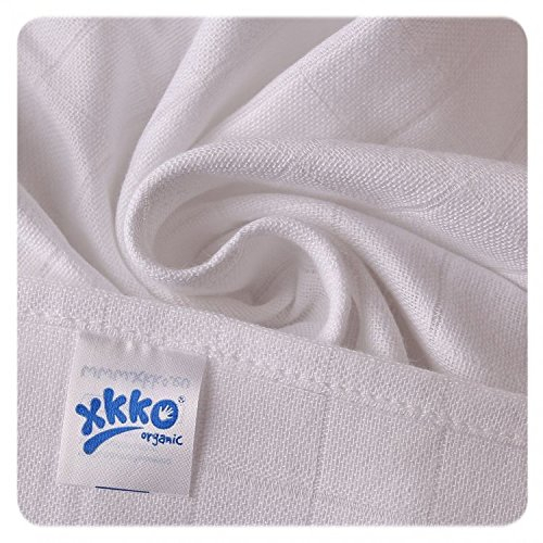 XKKO Mullwindeln Muslin 80x80 cm Bio-Baumwolle 5er-Set weiß