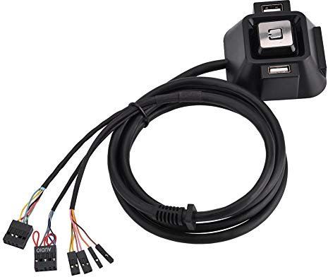 Desktop PC Switch Button, Dual USB Ports Audio Microphone Earphone Port Computer Case Power Supply on/Off Reset Push Button Switch