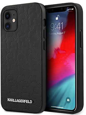 Karl – PU-Leder – Kameo geprägtes Metall-Logo – Schwarz für iPhone 12