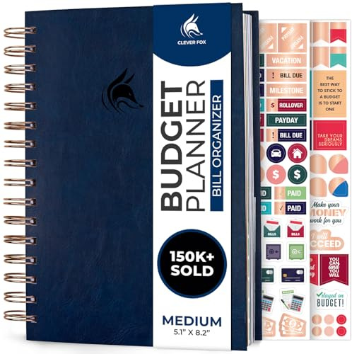 Clever Fox Budget Planner & Monthly Bill Organizer with Pockets. Expense Tracker Notebook, Budgeting Journal and Financial Planner Budget Book to Control Your Money. Medium Size – Blue