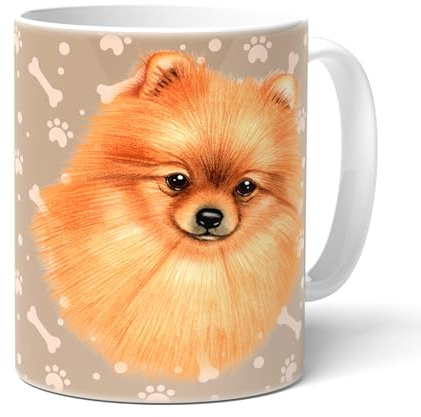 power gift DEUTSCHE SPITZ/ZWERGSPITZ - Kaffeetasse aus Keramik. Becher mit passenden Text und Zwergspitz Zeichnung. Teetasse. Kaffeebecher. Mehrwegbecher. Praktisches Geschenk für Frauchen, Herrchen.
