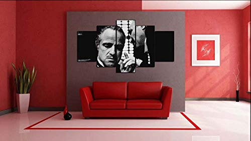 5 Teilige Leinwandbilder Painting Kunstdruck Filmklassiker Der Pate Bilder auf Leinwand 5 Teile Leinwanddrucke Wohnzimmer Wohnkultur 100X55Cm Geschenk
