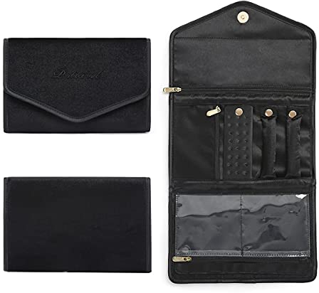 Dizdvizd Schmuckrollen, Reise Schmuck Organizer, Faltbare Lager Tasche für Reiseringe, Halsketten, Ohrringe, Armbänder, Uhren, Broschen