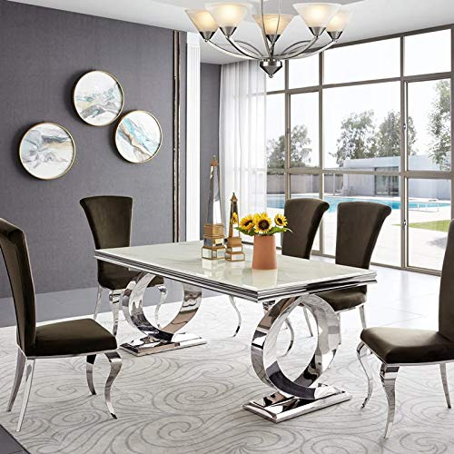Barock Tisch Buffalo 220x110x75 Glasplatte Modern Barock Esstisch