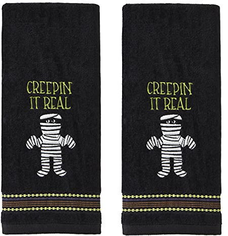 SKL Home Halloween Glow-in-The-Dark Handtuch-Set für Bad/Küche/Bar & Geschenk, Baumwolle, Creepin' It Real, 2