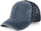 styleBREAKER Damen Baseball Cap im Washed Used Look mit Mesh Einsatz | Ponytail Cap für hohen Zopf | Verstellbare 6-Panel Schildkappe für Sommer und Freizeit, Farbe:Dunkelblau