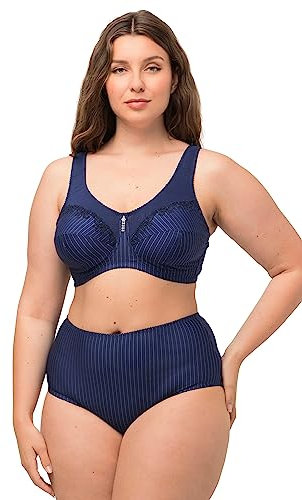 Ulla Popken Damen Entlastungs-BH, ohne Bügel, Strassanhänger, Cup C - G BRA, navy, 130F
