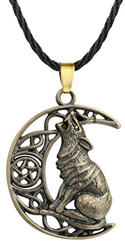 southbankstore Mond Wolf Halskette Anhänger Vintage nordischer Wikinger Wolf Kopf Halskette Choker hohl Halbmond Statement Halskette für Frauen und Männer Modeschmuck Geschenke, Zinklegierung