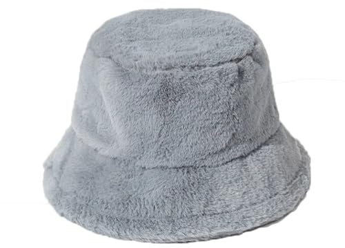 KGM Fischerhut mit Leopardenmuster, weiches Fleece, Kunstfell, für Festivals, Sommer, Winter, grau, One size