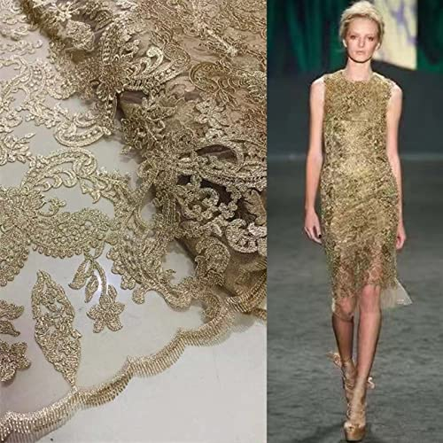 MLYY Stoff Meterware Goldbestickter Spitzenstoff, Meterware, Damen-Hochzeitskleid/-röcke, Nähen aus Mesh-Tüll, Indoor-Outdoor-Home-Party-Dekorationen (Size : 10 Yard (10m))