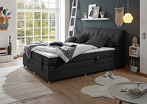 Froschkönig24 Concord 180x200 cm Boxspringbett Bett Ehebett mit Motor, Farbe wählbar, Ausführung:Variante 3, Stoffbezug:Artemis 14 anthrazit