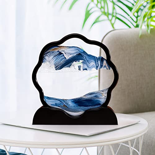 Sablier Decoratif Peinture de Sable, 3D Sablier Cadre Sable Mouvant, Art du Sable en Mouvement Forme de Fleur, Peinture de Sable Qui Coule 3D, Image de Sable Dynamique Paysage pour Cadeaux Ornements