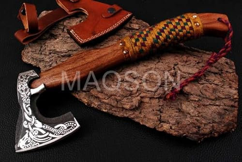 Axt Karbon Stahl Axt Wikinger handgeschmiedet 1095 mit Lederscheide MAQ2646B