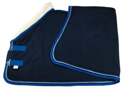 WAGNER Fleece Abschwitzdecke mit Fellkragen (Blau-Royalblau, 115)