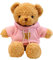 TROYSINC Ours en peluche douce à capuche - Imprimé pattes - Peluche - Cadeau (rose, 50 cm)