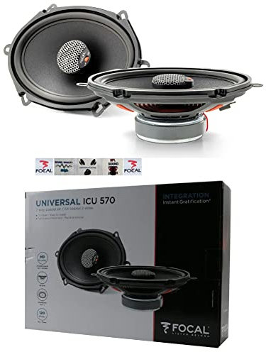 2 Enceintes Compatible avec Focal ICU570 coaxiales 2 Voies ovales 5 x 7 13 x 18 cm 130 x 180 mm 60 Watts rms 120 Watts Max 4 ohm, la Paire + 5 Stickers Cadeau