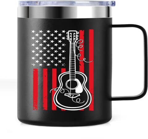 ZAHUOMUG Guitar Mug Unique Gift for Musicians and Guitar Players - Stainless Steel 12oz Coffee Mug