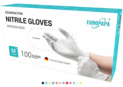 EUROPAPA® 500x Einweghandschuhe Nitrilhandschuhe puderfrei Untersuchungshandschuhe EN455 EN374 latexfrei Einmalhandschuhe Handschuhe in Gr. S, M, L & XL verfügbar (Weiß, M)