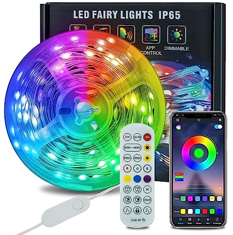 ELINKUME Lichterkette Außen,USB Led Lichterkette Outdoor Wasserdicht mit Fernbedienung Timer,RGB Farbwechsel Musik Sync Fairy Lights für Außerhalb Indoor Dekoration (10M)