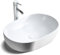 HOROW Waschbecken Oval, Mini Handwaschbecken Keramik Weiß Badezimmer, Aufsatzwaschbecken ohne Hahnloch, Waschschale Klein Gäste WC, 59 x 41 cm