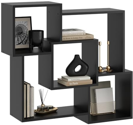 KUBUTKU Wandregal 91x98x18 Hängeregal Mordern Design Dekoregal für Wohnzimmer Schlafzimmer Büro und Küche (Schwarz)
