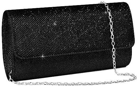 OSDUE Women Clutch Bag, Glitter Envelope Clutch Bag With Detachable Chain Strap, Elegant Sequins Evening Clutch for Wedding Bridal Prom Cocktail Party Ladies Evening Handbags
