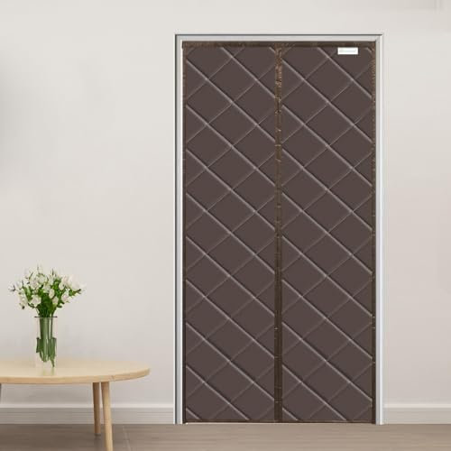 Meet Beauty Wärmeschutzvorhang Magnet für Türen, Upgrade Thermo Türvorhang Ohne Bohren, 60x200cm Isolier Schutz Vorhang, Haustierfreundlich, Wasserdicht, Winddicht, Volle Größe, Braun