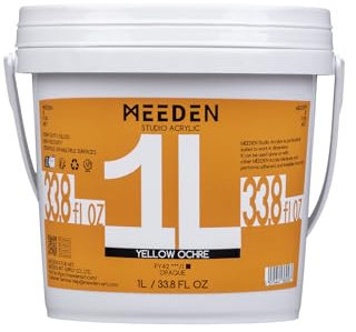MEEDEN Jaune Peinture Acrylique: 1L Epais Brillant Non Toxique Acrylique Peintures pour Toile, Papier, Roche, Bois - Yellow Ochre