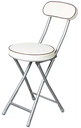 Klappstuhl Küche Gepolstert Stilvoller Kontrastbesatz Klappstühle, Schlafzimmertragbares MetallEisen Studienstuhl, Empfangsstuhl, Tragfähigkeit 120 Kg (Color : Weiß, S : 74 * 36 * 30.5cm)