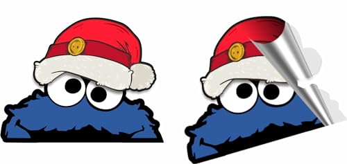 stickerpoint24 2er Set AUTOAUFKLEBER SESAME STREET ELMO Cookie Monster Weihnachtsedition Multicolor Kratzfest Outdoor