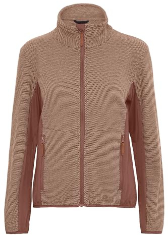 NORTH BEND NBHelga Damen Fleecejacke atmungsaktiv modische und wärmende Jacke mit Stehkragen, Größe:40, Farbe:Cognac (5184)