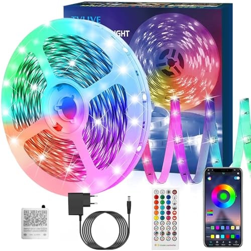 LED Strip 15m,LED Streifen 15m,Led Band mit Fernbedienung,Led Leiste App-Steuerung,Led Lichterkette Musik Sync,Timer-Einstellung Dimmbar Farbwechsel,Led Lichtband für Zimmer Schlafzimmer Deko-1 Rolle