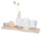 GILDE 6 teiliges Geschenkset Meeresdeko – Beach Deko Teelichthalter Glas Keramik Muschel mit Tablett kleine Vase Trockenblumen – Teelichthalter Set mit Tablett -Tischdeko Wohnzimmer modern