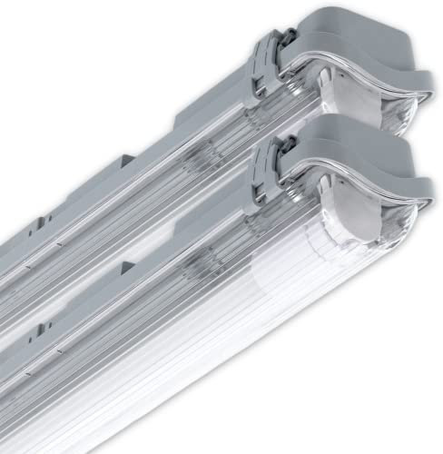 CLAR - Pantalla Estanca LED 10W, Pantallas Estancas Tubos LED, Pantalla LED, Luminaria LED 60cm, 10W 1 Tubo 60cm, Tubos No Incluidos (Pack 2)