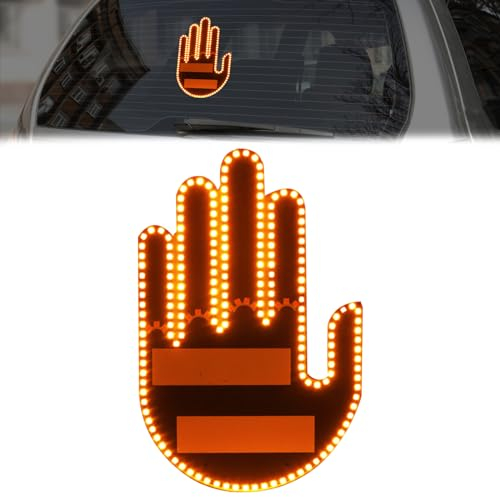 Guegine Car Led Sign Funny Gesture Light for Car Back Window Finger Flicker Car Light LED Funny Car Accessories for Men Women Car Rear Window Signs Car Gadgets and Road Rage Signs With Remote Control