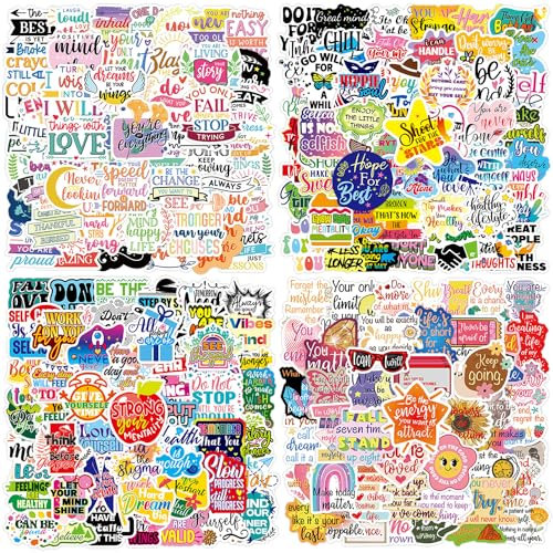 Aufkleber 200 Stück Sprüche Sticker, Inspirierende Motivation Sticker Set, Wasserdichte Vinyl Sticker, Sticker für Kindle Laptop Trinkflasche Scrapbook Skateboard Journal Macbook Planer Notebook usw