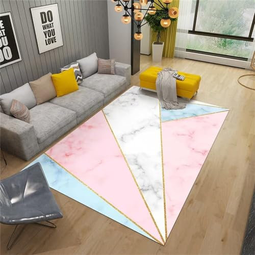RUGMRZ Bad Matte Zimmer deko Rosa blau geometrisches Design lässig Sofa Teppich verformt Sich Nicht Teppich Auslegware 180X250CM