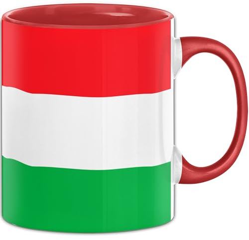 Ungarn Flagge Tasse Geschenk Fußball-Fans Europa 3D Alloverprint (Rot)