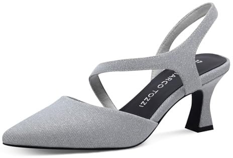 MARCO TOZZI Damen Slingpumps Spitz Vegan, Silber (Silver), 40 EU