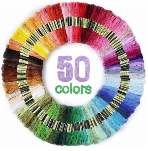 Maxee 50 Farben Stickgarn, Regenbogenfarbe, Stickgarn Wird für Kreuzstichfaden, Armbandfaden, Basteltwist, Kunsthandwerksdrehfaden