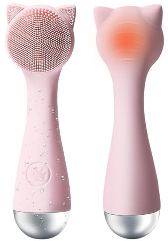 Brosse de nettoyage du visage en silicone pour homme et femme, brosse électrique étanche, avec 3 vitesses réglables pour un nettoyage en profondeur, enlever les points noirs, massage du visage (rose)
