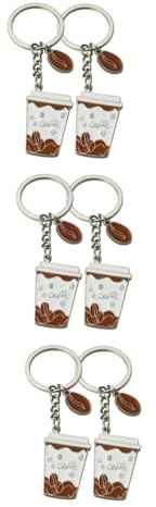 BESTYASH 6pcs Hanging Cup Pendant Keyring Keychain for Coffee Accessories Gifts Birthday for Women Men