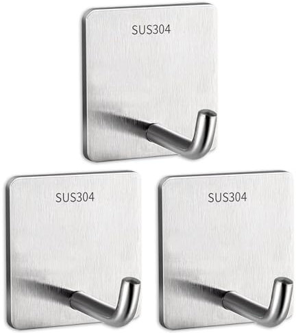 HBERCAI 3 Pezzi Ganci Adesivi,Appendiabiti da Muro Adesivo,Appendini da Muro,Appendi Asciugamani Bagno,Porta Accappatoio,Autoadesivi Gancio Senza Forare,Ganci Adesivi Cucina,per Bagno e Cucina