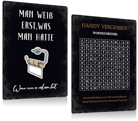 2er Set Retro Toilette Lustige Blechschilder 30x20cm - WC Metallschild mit Witzige Spruch - Bad Gästebad klo Wand-Schild Dekoration Zubehör