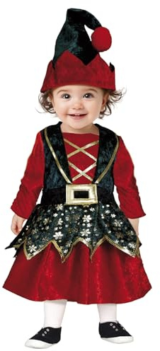 GUIRMA | Baby Elf Fancy Dress Costume (18-24 Months) - Waistcoat, Skirt and Hat - Christmas and New Year Costumes for Babies - Ideal for Elf Parties and Festive Celebrations - Red and Green